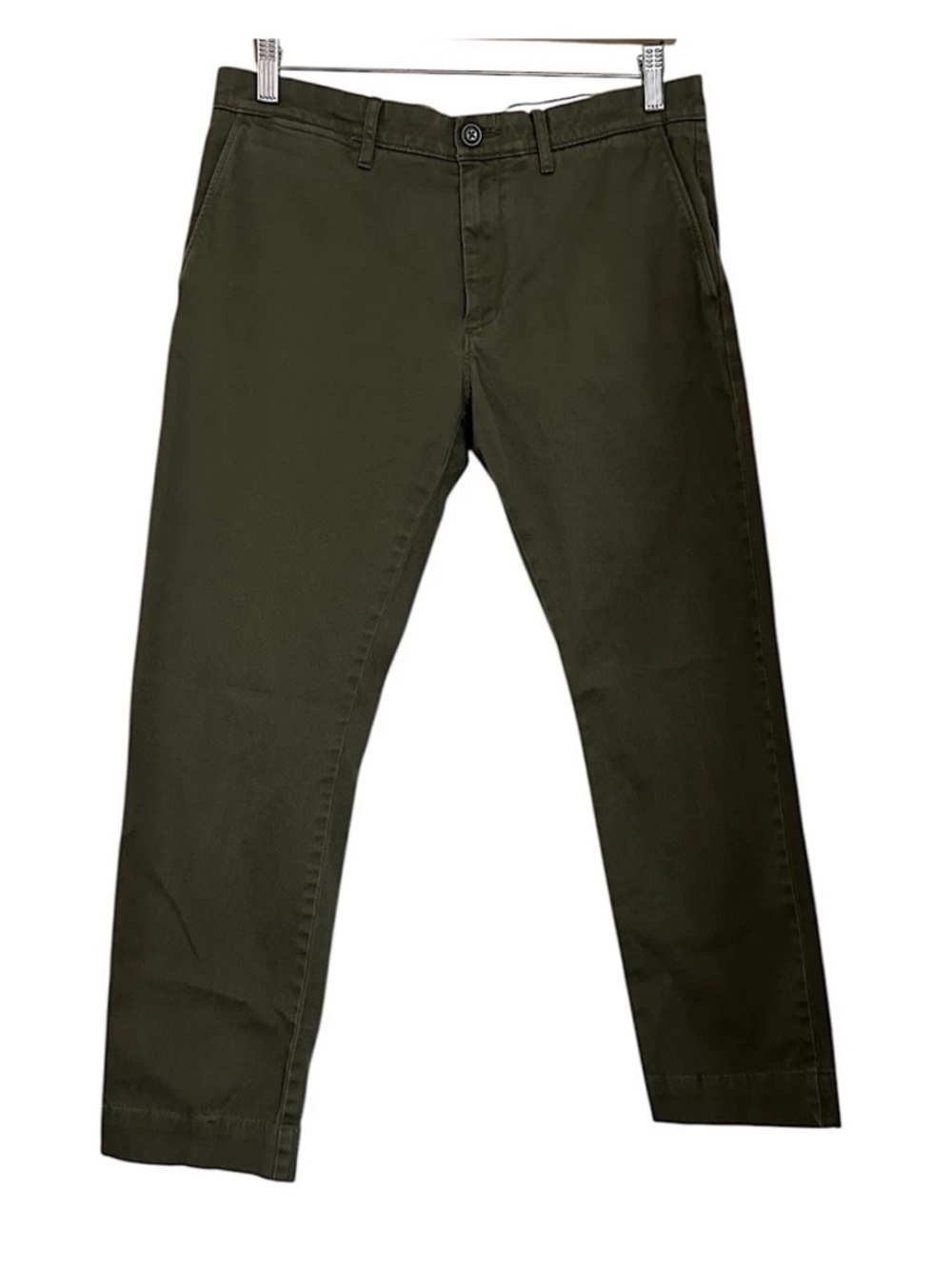 J. Crew Chino Slim Pants Men’s Size 31x27 Green Stretch Straight Leg Preppy